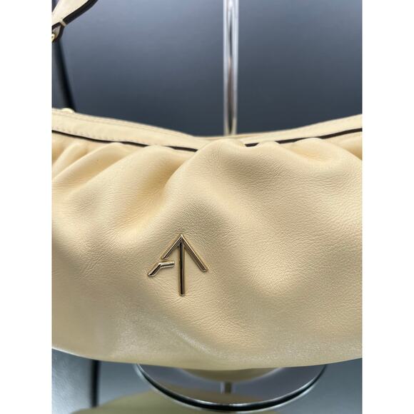 MANU ATELIER Cylinder Ruched Shoulder Bag in Vanilla calf skin leather - Picture 7 of 12